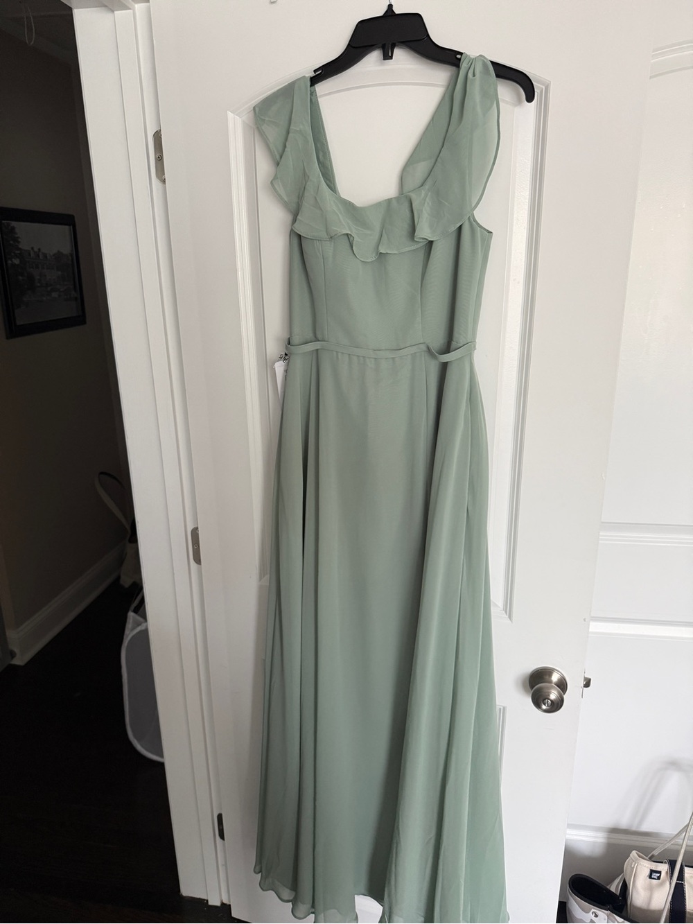 Azazie bridesmaid matcha chiffon dress